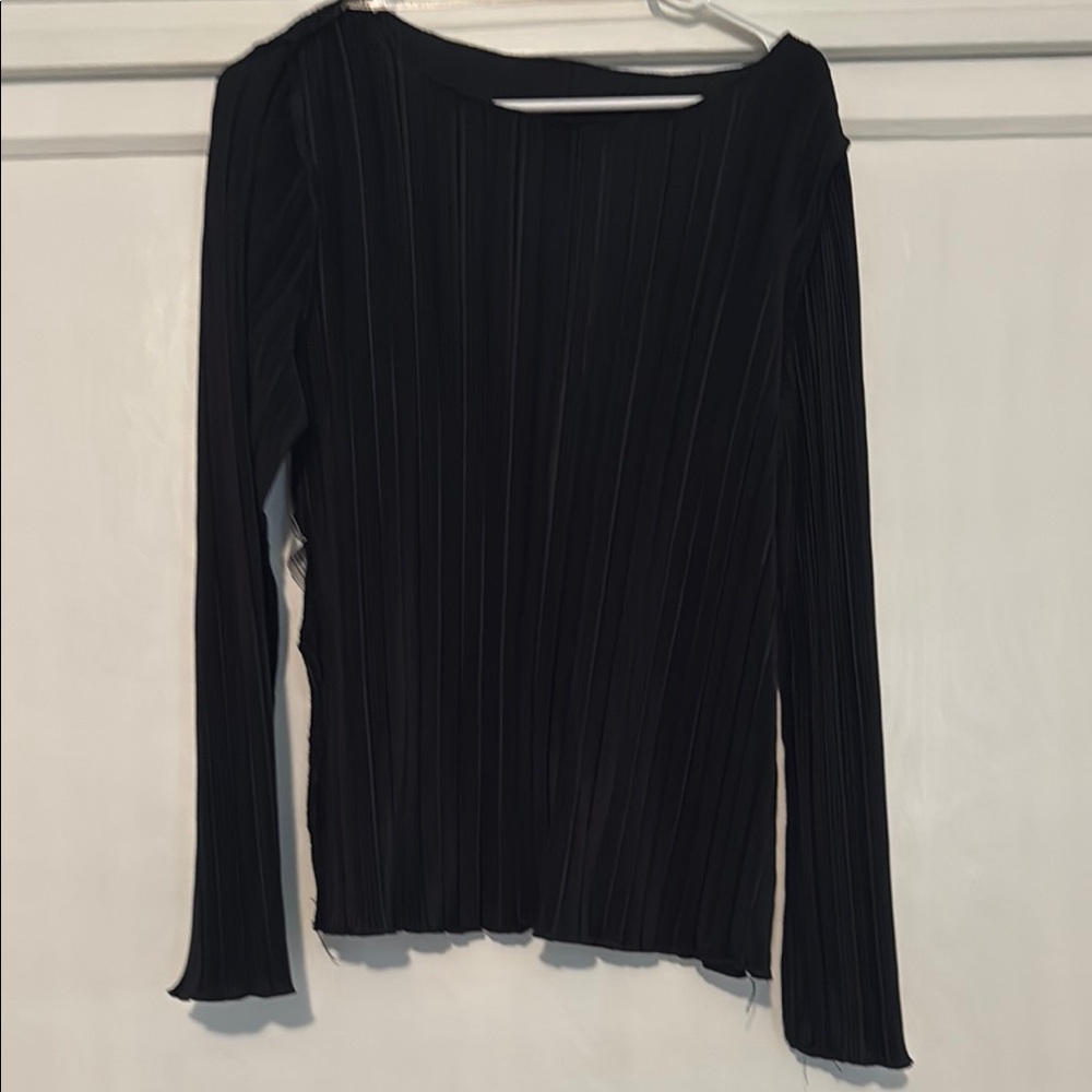 Target Black Ribbed Long Sleeve Blouse